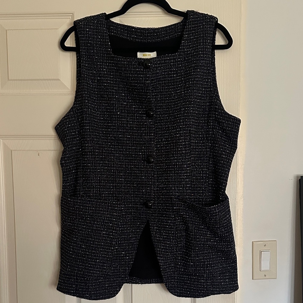 Maeve Black Tweed Buttoned Vest